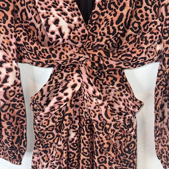 NWT Ranna Gill Floral Cutouts Leopard Print Midi Dress Size Small - Picture 4 of 12